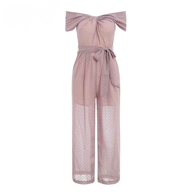 Elegant Pink Off Shoulder Twist Neck Office Jumpsuit – My wedding ideas
